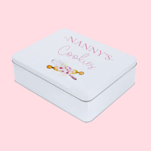Personalised cookie tin with custom wording such as 'Nanny's Cookies'