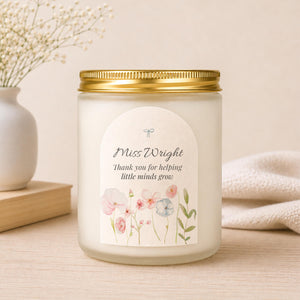 Personalised Coping With My Child Teacher Candle shown from the front