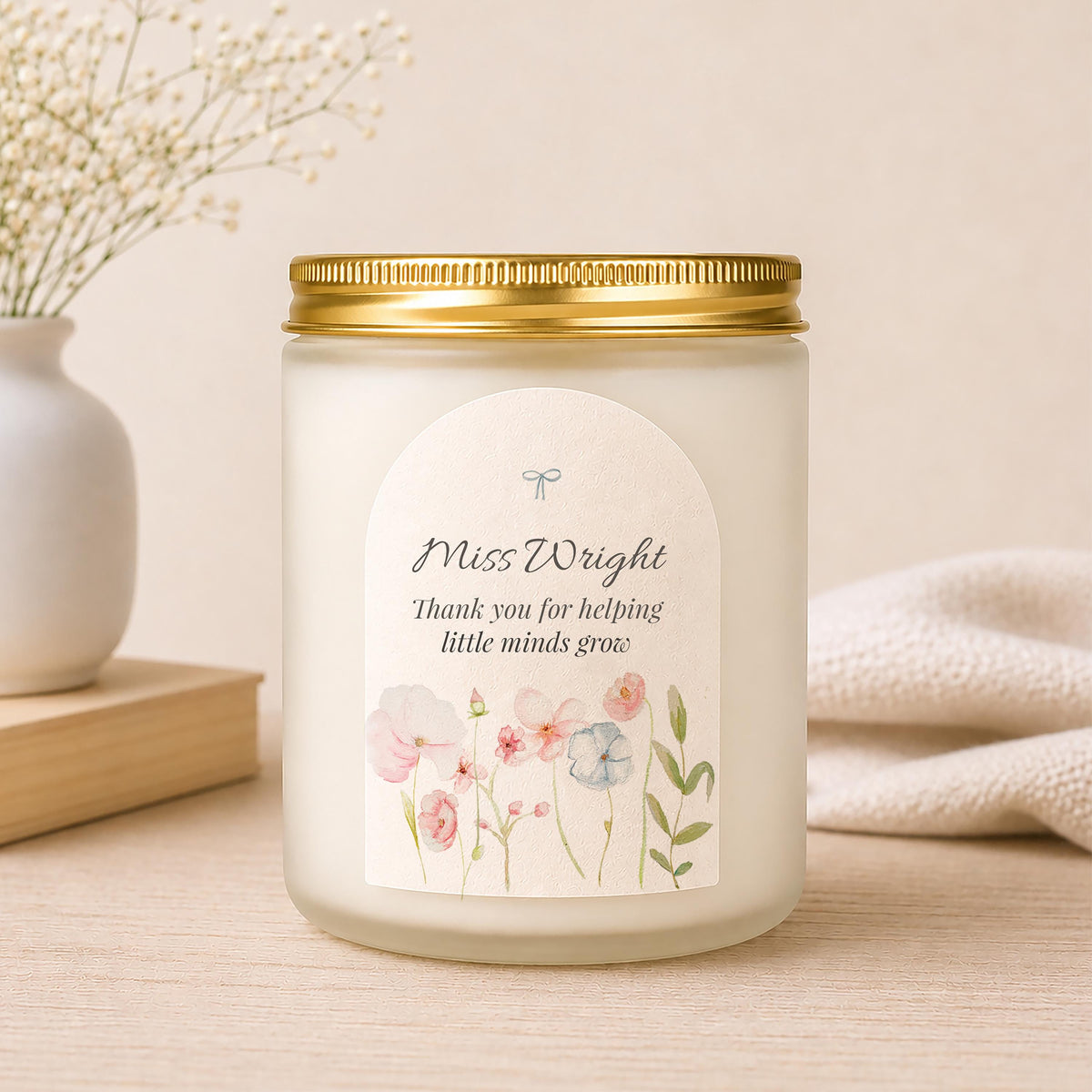 Personalised Coping With My Child Teacher Candle shown from the front