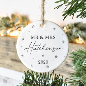 Personalised Couple Christmas Bauble, Mr and Mrs Christmas Decoration, Newlywed Ornament, Couple Christmas Ornament, Christmas Gift Partner - Amy Lucy