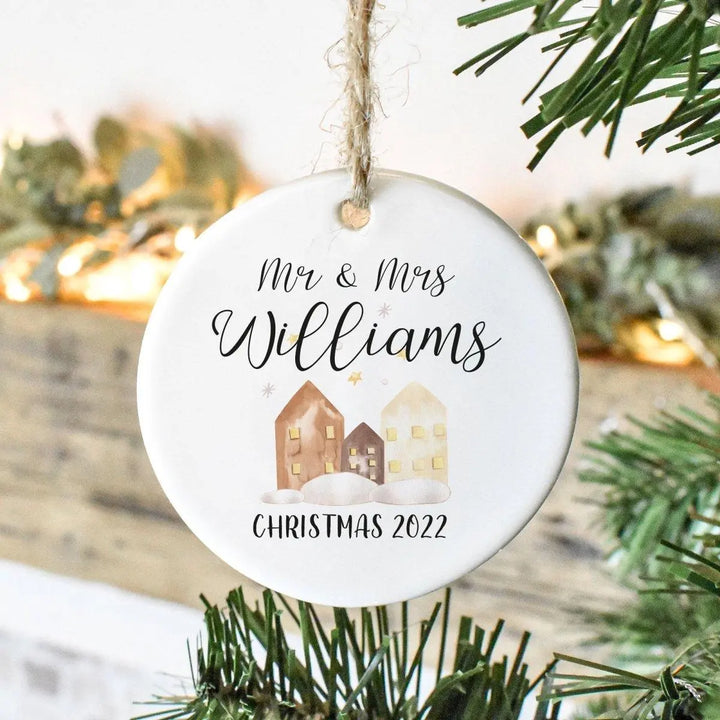 Personalised Couple Christmas Bauble, Mr and Mrs Christmas Decoration, Newlywed Ornament, Couple Christmas Ornament, Christmas Gift Partner - Amy Lucy