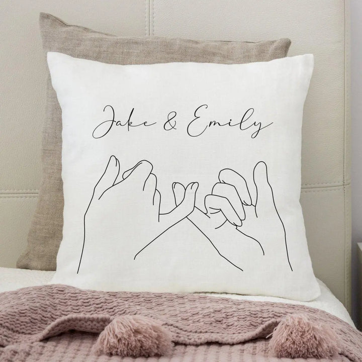 Personalised Couples Cushion, Promise Hands Cushion, Valentines Gift for Her, Anniversary Gift, Newlywed Cushion, Minimalist Decor - Amy Lucy