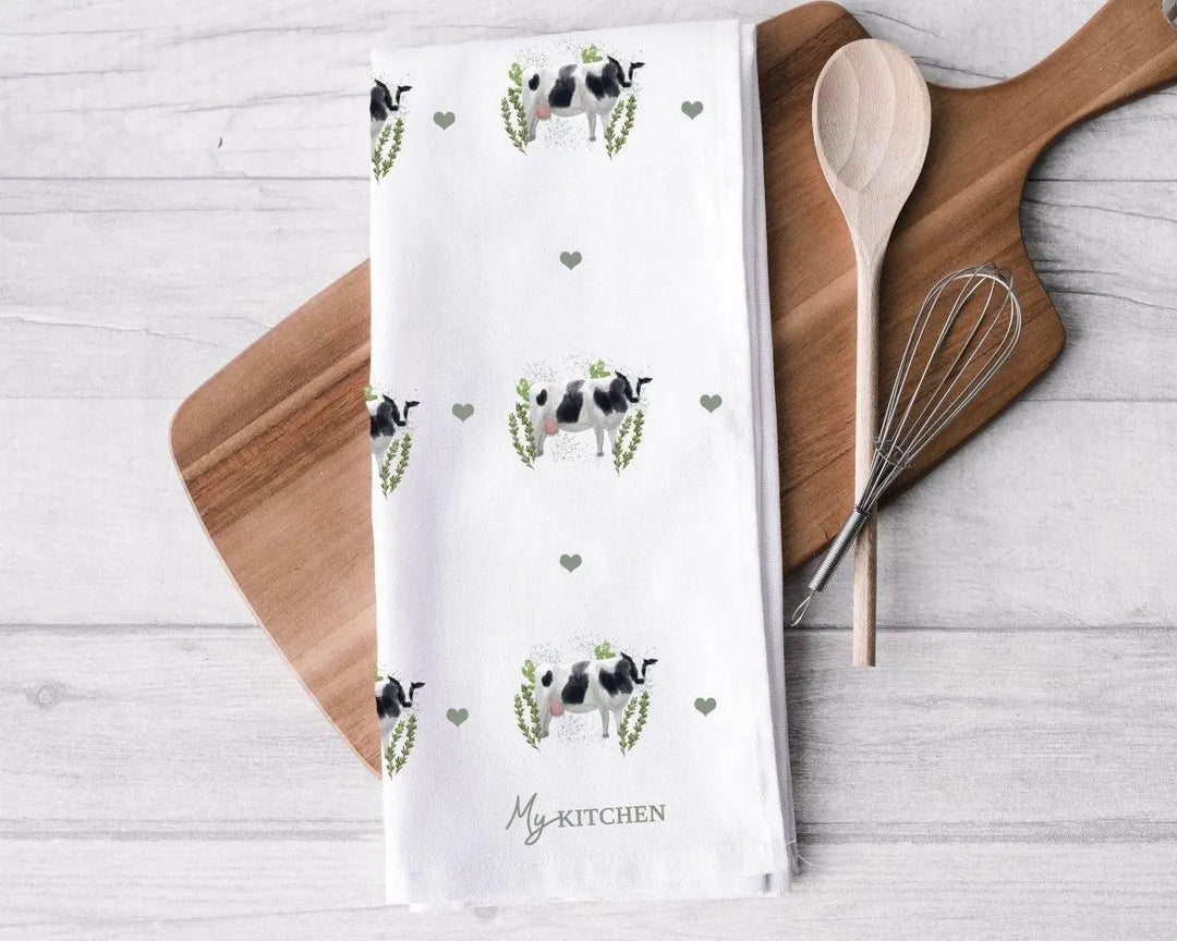 Personalised Cow Tea Towel, Cow Gift For Her, Name Tea Towel, Cow Gifts, Cow Tea Towel, Personalised Cow Owner Gift. Farm House Gift, Cow - Amy Lucy