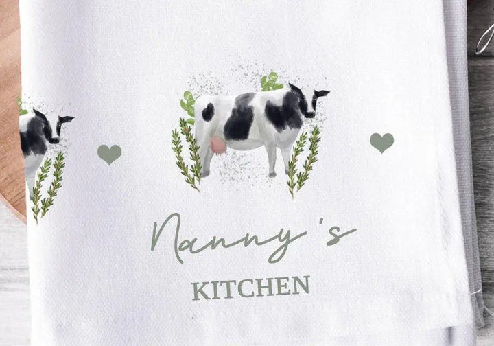 Personalised Cow Tea Towel, Cow Gift For Her, Name Tea Towel, Cow Gifts, Cow Tea Towel, Personalised Cow Owner Gift. Farm House Gift, Cow - Amy Lucy