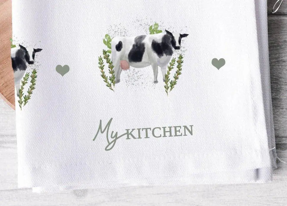 Personalised Cow Tea Towel, Cow Gift For Her, Name Tea Towel, Cow Gifts, Cow Tea Towel, Personalised Cow Owner Gift. Farm House Gift, Cow - Amy Lucy