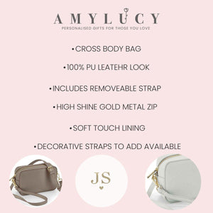 Personalised Cross Body Bag Embroidered, Initials Cross Body Bag, Monogram Cross Body Bag with Strap, Bridesmaid Bag, Luxury Bag - Amy Lucy