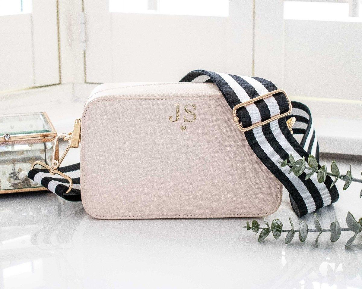 Personalised Cross Body Bag Embroidered, Initials Cross Body Bag, Monogram Cross Body Bag with Strap, Bridesmaid Bag, Luxury Bag - Amy Lucy