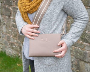 Personalised Cross Body Bag, Initials Cross Body Bag, Monogram Cross Body Bag with Strap, Bridesmaid Bag, Embroidered - Amy Lucy