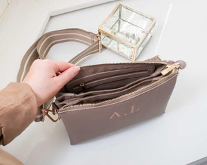 Personalised Cross Body Bag, Initials Cross Body Bag, Monogram Cross Body Bag with Strap, Bridesmaid Bag, Embroidered - Amy Lucy