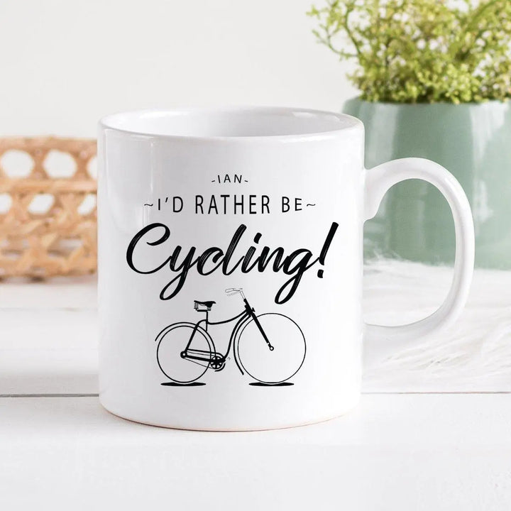 Personalised Cycling Enamel Mug, Father&#39;s Day Cycling Gift, Cycling Dad Gift, Granddad Cycling Gifts, Personalised Tin Mug, Cycling For Him - Amy Lucy