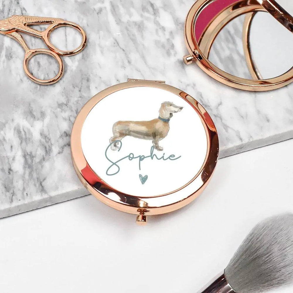 Personalised Dachshund Mirror, Sausage Dog Pocket Mirror, Sausage Dog Gifts, Personalised Dog Gift, Dachshund Mirror, Dog Gift, Dog Lover, - Amy Lucy