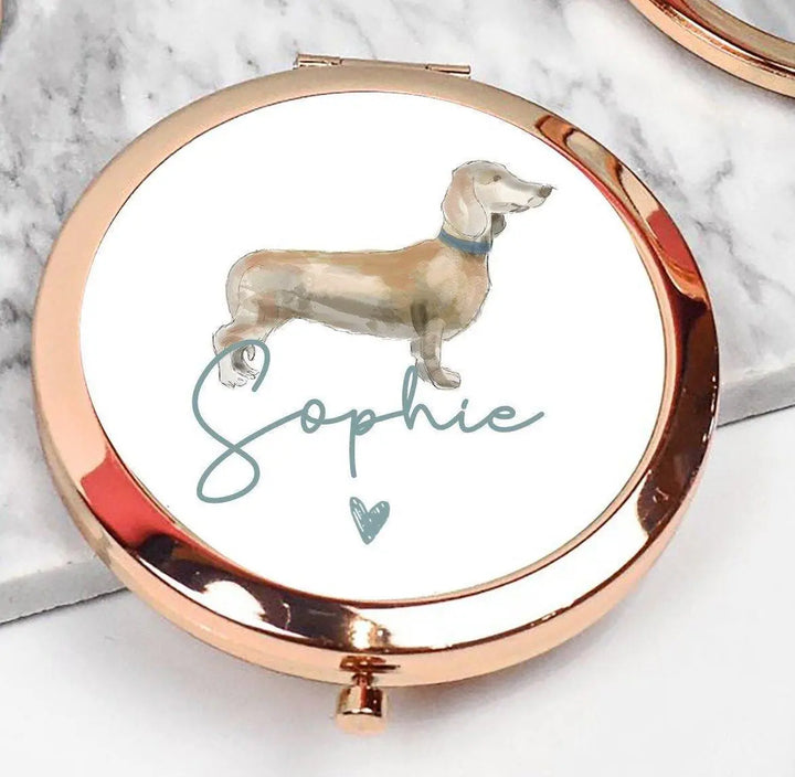 Personalised Dachshund Mirror, Sausage Dog Pocket Mirror, Sausage Dog Gifts, Personalised Dog Gift, Dachshund Mirror, Dog Gift, Dog Lover, - Amy Lucy