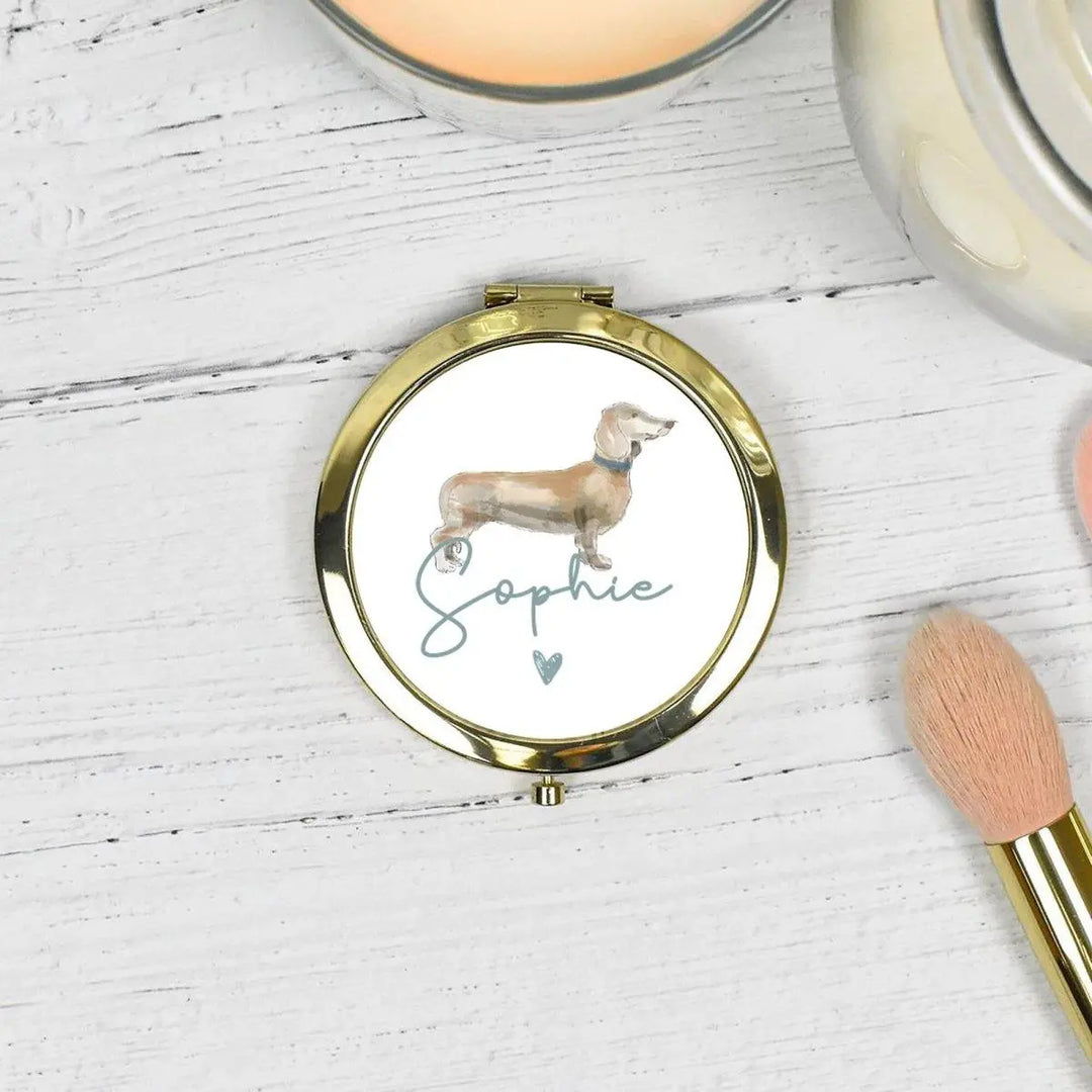 Personalised Dachshund Mirror, Sausage Dog Pocket Mirror, Sausage Dog Gifts, Personalised Dog Gift, Dachshund Mirror, Dog Gift, Dog Lover, - Amy Lucy