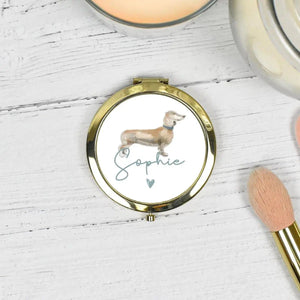 Personalised Dachshund Mirror, Sausage Dog Pocket Mirror, Sausage Dog Gifts, Personalised Dog Gift, Dachshund Mirror, Dog Gift, Dog Lover, - Amy Lucy