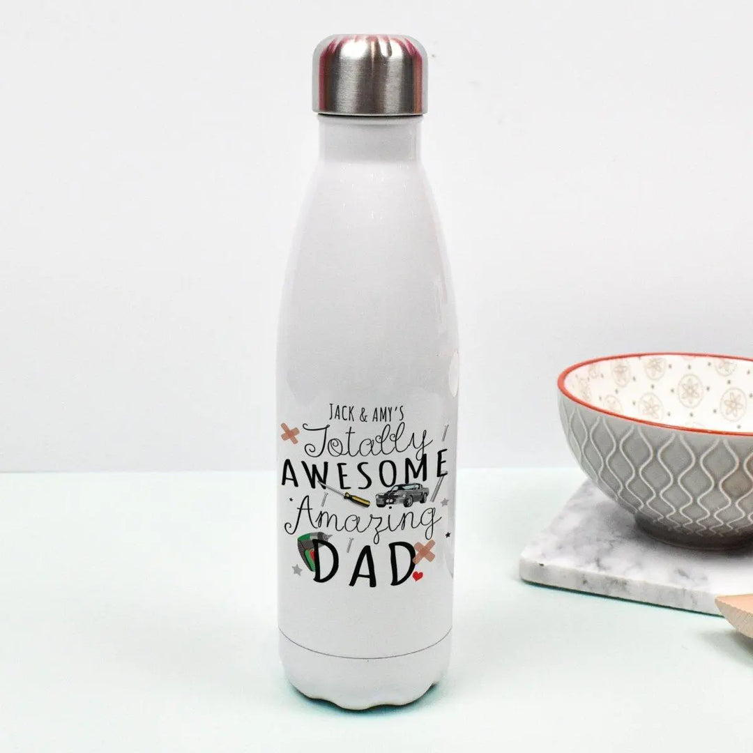 Personalised Dad Bottle, Dad Metal Bottle, Daddy Gifts, Awesome Dad Mug, Christmas Dad Gift, Christmas Dad Gifts, Work Gift, Water Bottle, - Amy Lucy