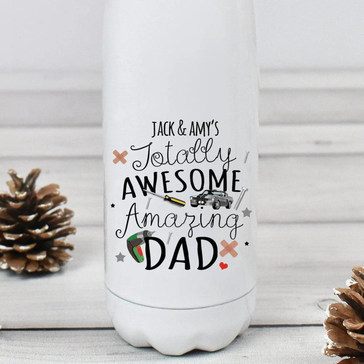 Personalised Dad Bottle, Dad Metal Bottle, Daddy Gifts, Awesome Dad Mug, Christmas Dad Gift, Christmas Dad Gifts, Work Gift, Water Bottle, - Amy Lucy