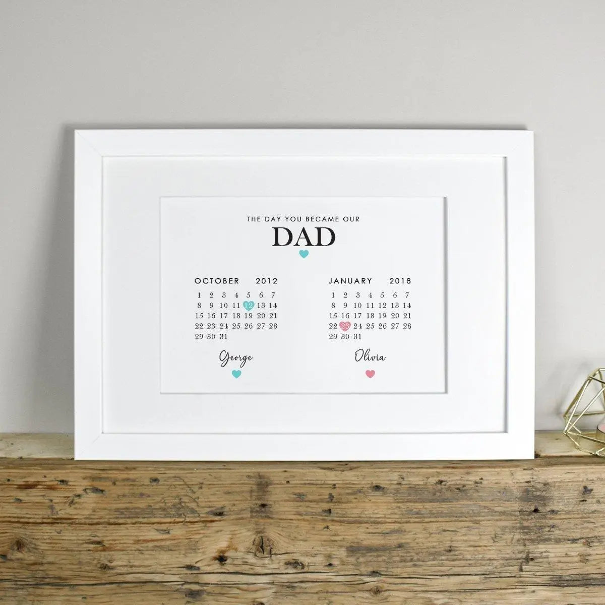 Personalised Dad Calendar Style Print, Father&#39;s Day Wall Art, Personalised Dad Birthday Calendar, The Day You Became Our Dad, Meaningful - Amy Lucy
