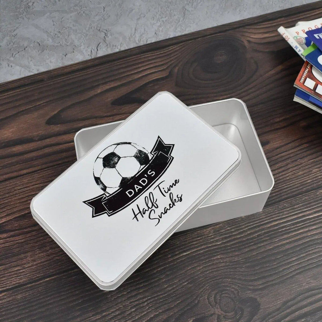 Personalised Dad Football Tin, Fathers Day Football Gift, Dad Tin Soccer Gift, Football Gift for Him, Grandad Gift, Treat Tin, Man Tin - Amy Lucy