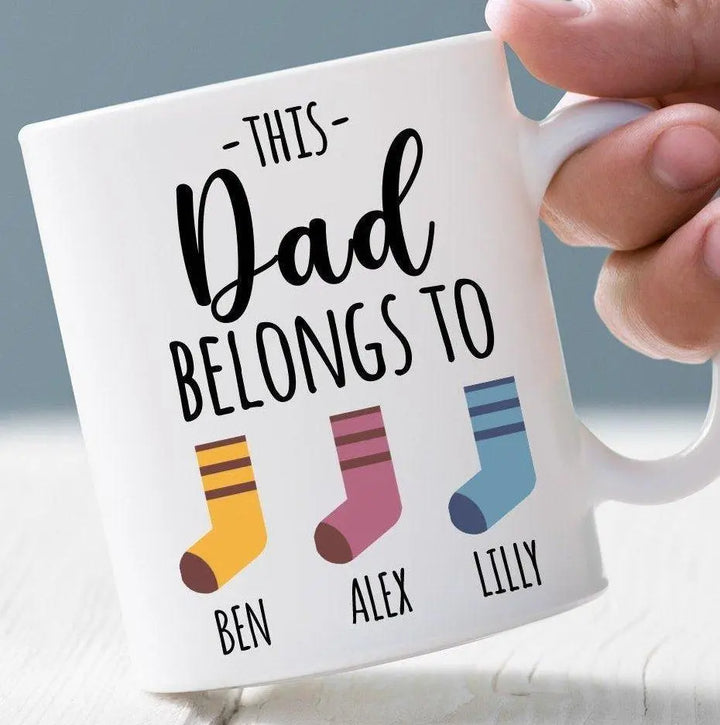 Personalised Dad Mug, Father&#39;s Day Daddy Gift, Dad Gift, Daddy Belongs To Gift, Personalised Grandad Gift, Fathers Day Mug, From Child Gift - Amy Lucy