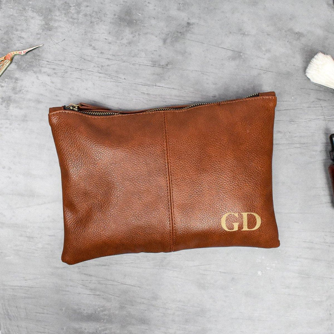 Personalised Dad Washbag, Father Wash Bag, Daddy Gifts, Christmas Dad Gift, Leather Look Wash Bag, Initial Washbag, Beard Gift, Men's Gift - Amy Lucy