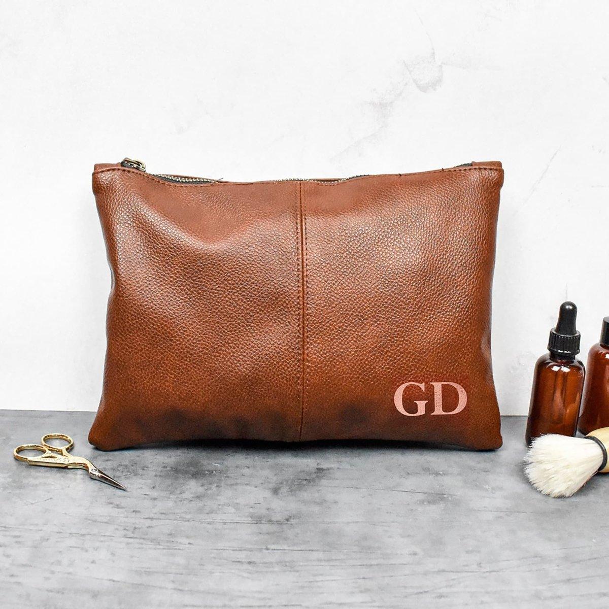 Personalised Dad Washbag, Father Wash Bag, Daddy Gifts, Christmas Dad Gift, Leather Look Wash Bag, Initial Washbag, Beard Gift, Men's Gift - Amy Lucy