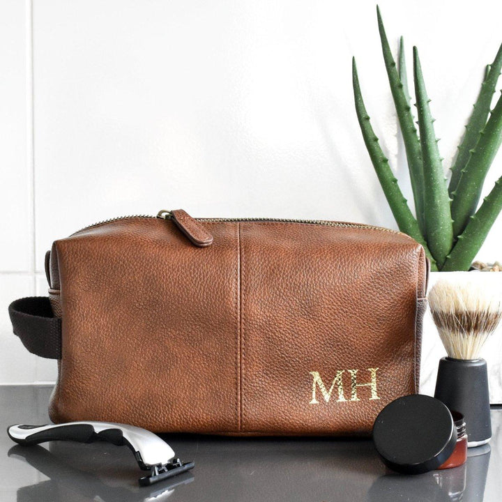 Personalised Dad Washbag, Father Wash Bag, Daddy Gifts, Christmas Dad Gift, Leather Look Wash Bag, Initial Washbag, Gift, Men's Gift - Amy Lucy