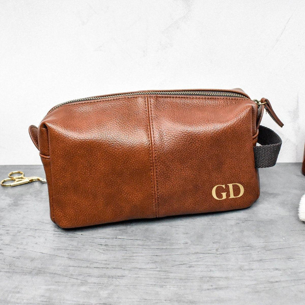 Personalised Dad Washbag, Father Wash Bag, Daddy Gifts, Christmas Dad Gift, Leather Look Wash Bag, Initial Washbag, Gift, Men's Gift - Amy Lucy