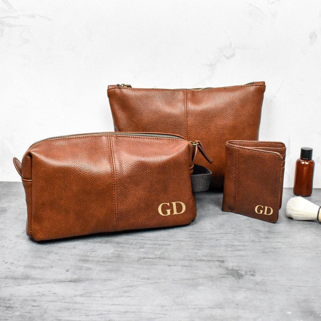 Personalised Dad Washbag, Father Wash Bag, Daddy Gifts, Christmas Dad Gift, Leather Look Wash Bag, Initial Washbag, Gift, Men's Gift - Amy Lucy