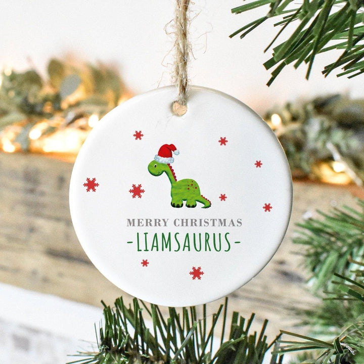 Personalised Dinosaur Christmas Ornament, Christmas Tree Hanging Ornament, Christmas Dinosaur Decoration, Tree Decor, Boys Tree Gift, - Amy Lucy