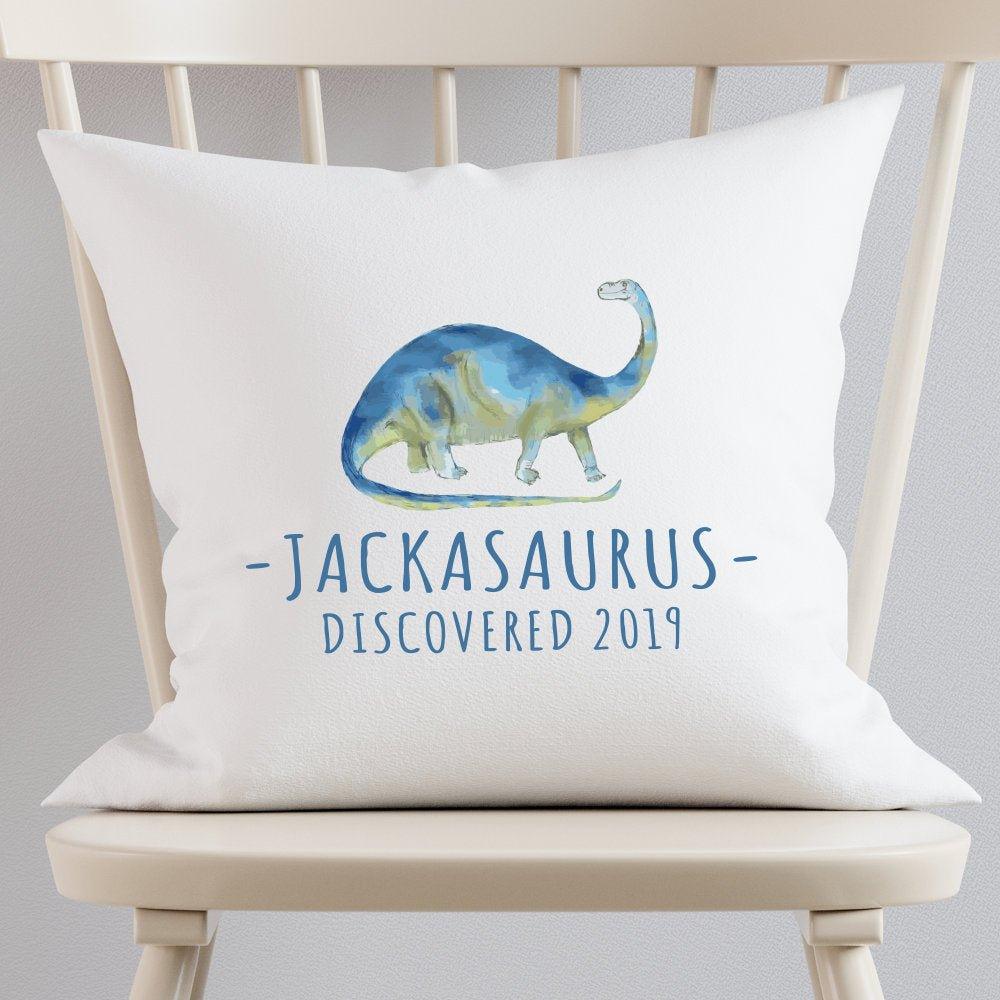 Personalised Dinosaur Cushion, Personalised Dinosaur Gift, Boy Dinosaur Cushions, Dinosaur Bedroom Decor, Name, Girl Dinosaur Gifts, - Amy Lucy