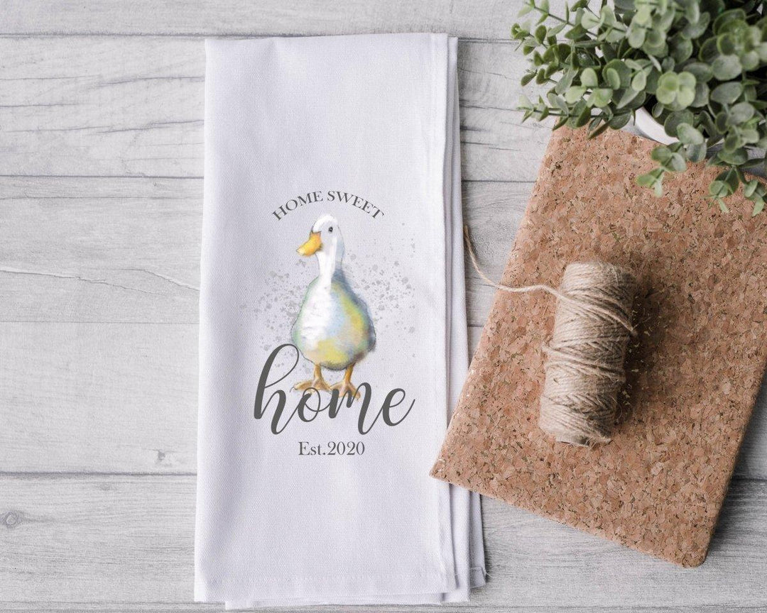 Personalised Duck Tea Towel, Duck Gift, Wedding Gift, Duck Housewarming Gift, Custom Tea Towel, Country Home Tea Towel, Country Kitchen - Amy Lucy