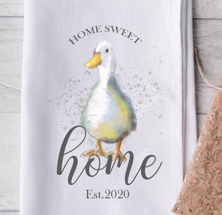 Personalised Duck Tea Towel, Duck Gift, Wedding Gift, Duck Housewarming Gift, Custom Tea Towel, Country Home Tea Towel, Country Kitchen - Amy Lucy