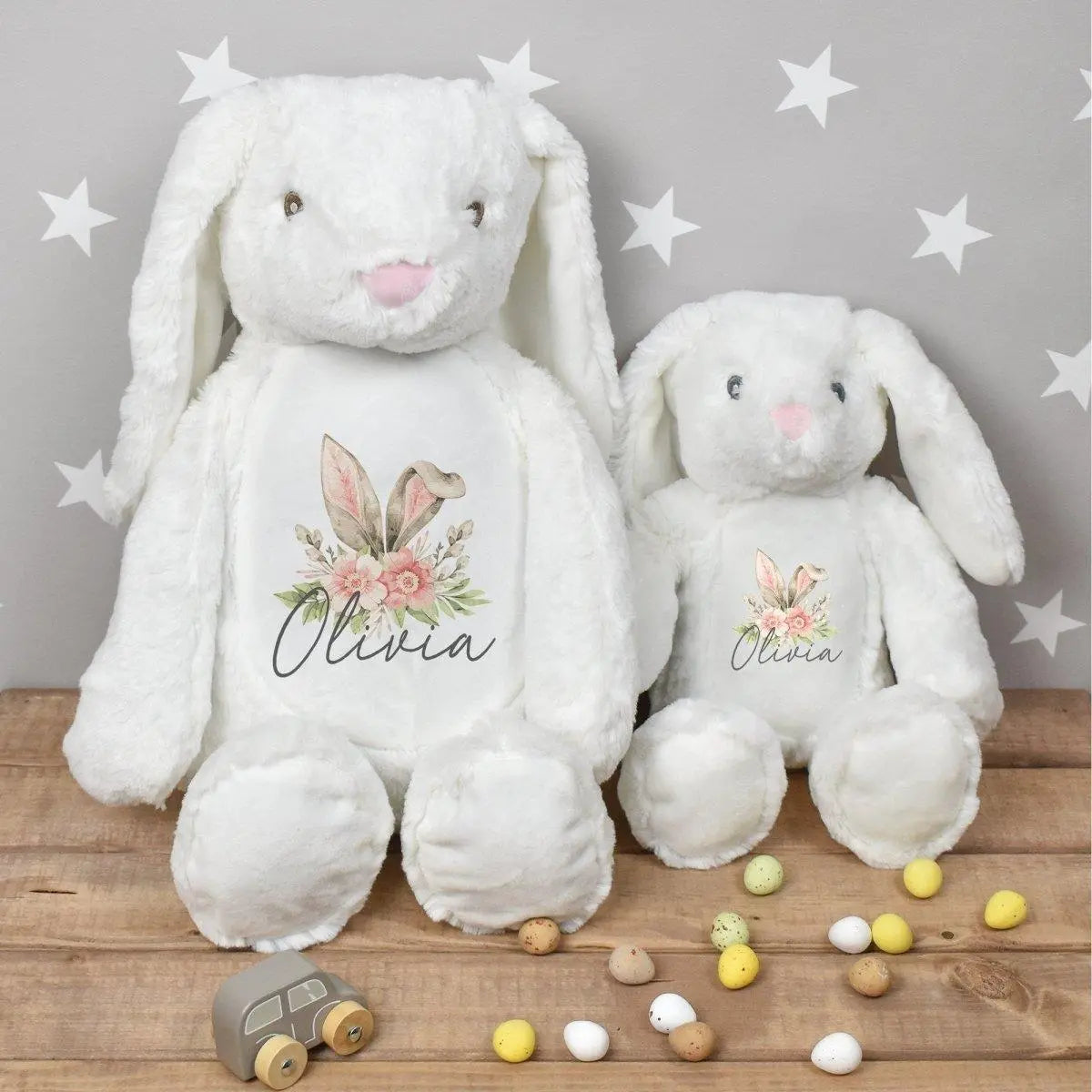 Personalised Easter Bunny, Easter Bunny Teddy, Baby Easter Gift, Easter Gift for Girls, Personalised Easter Teddy, Easter Rabbit Soft Toy - Amy Lucy
