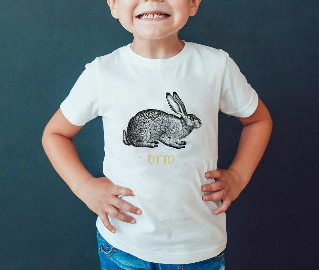 Personalised Easter Bunny Kids T-shirt, Kids Custom Name Top, Personalised Children&#39;s T-shirt, Customised Kid&#39;s Tee, Easter Bunny Boys Top - Amy Lucy