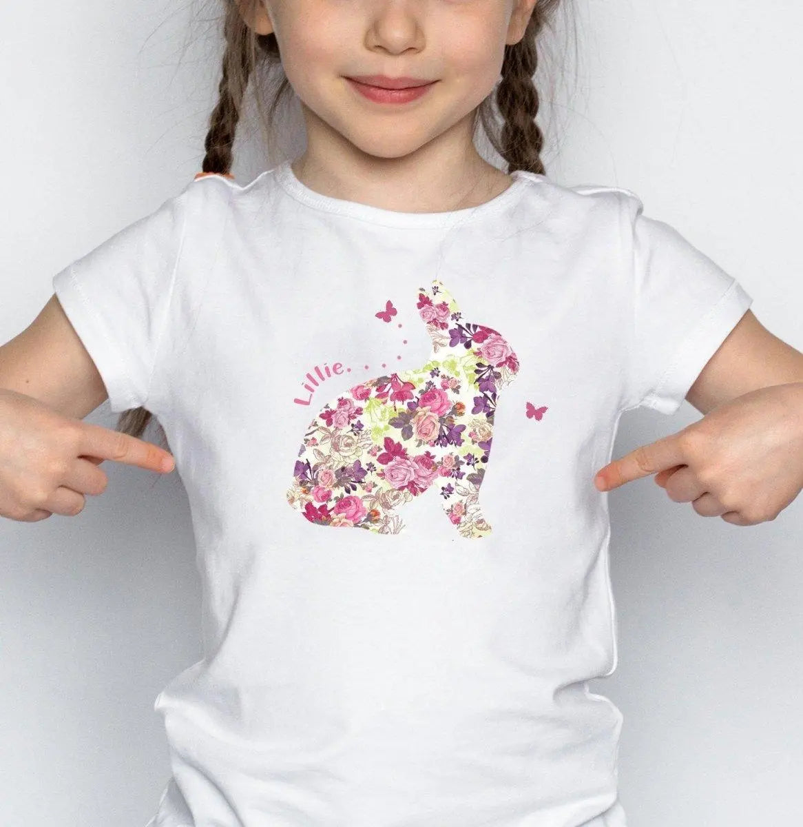 Personalised Easter Bunny Kids T-shirt, Kids Custom Name Top, Personalised Children&#39;s T-shirt, Customised Kid&#39;s Tee, Easter Bunny Girls Top - Amy Lucy