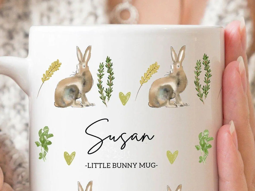 Personalised Easter Bunny Mug, Easter Hare Mug, Cute Rabbit Mug, Easter Teacher Gifts, Easter Gifts for Her, Easter DIY Hampers, Rabbit - Amy Lucy