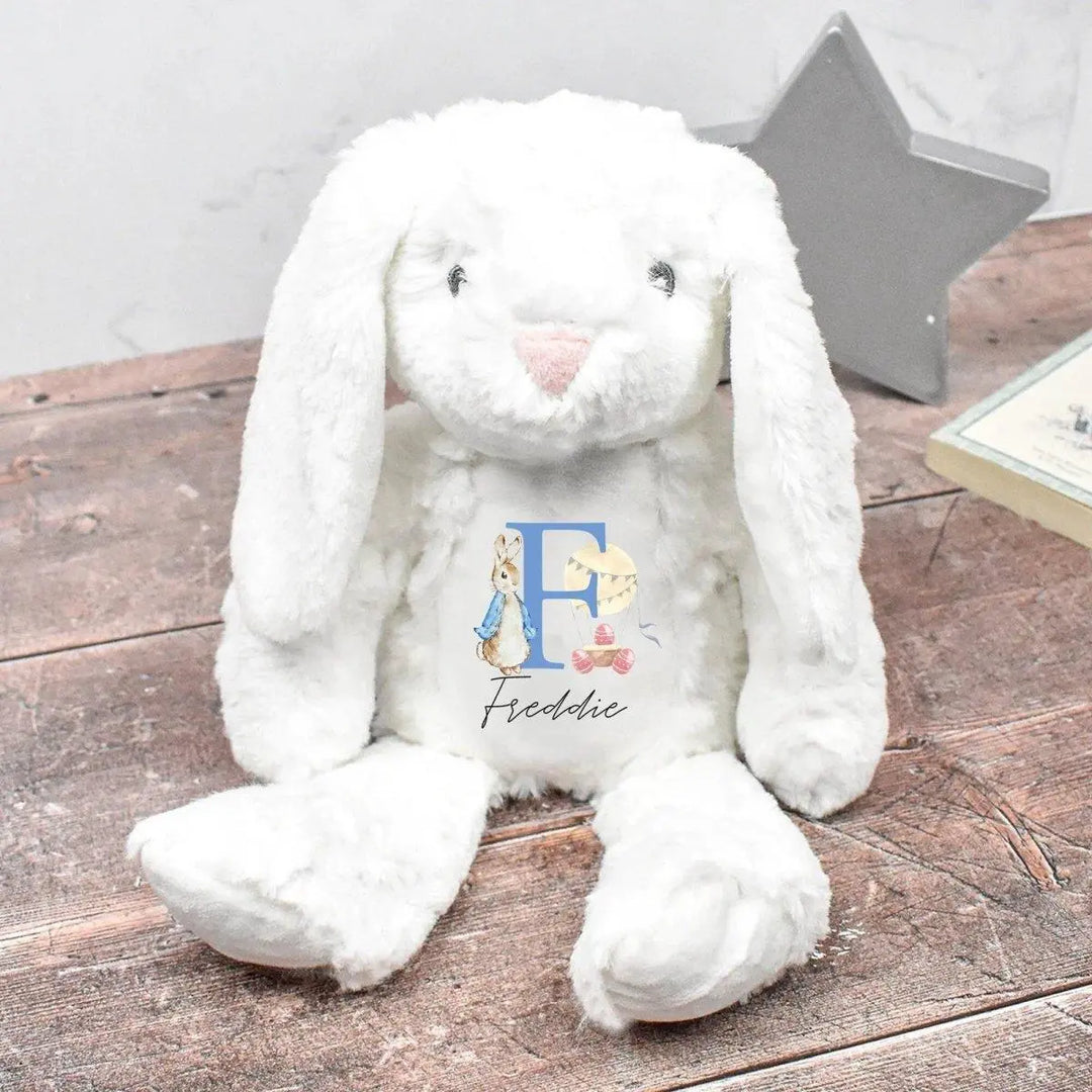 Personalised Easter Peter Rabbit Bunny, Customised Easter Teddy, Plush Bunny Soft Toy, Easter Baby Gifts, New Baby Cuddly Toy, Easter Bunny - Amy Lucy