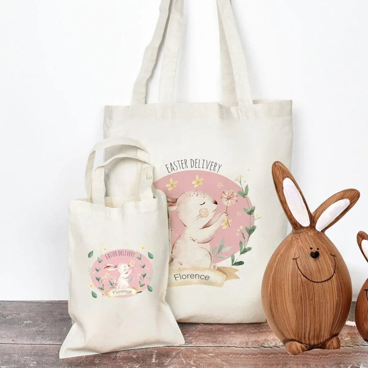 Personalised Easter Sack, Personalised Easter Bag, Child&#39;s Storage Bag, Easter Egg Hunt Gift Bag, Easter Mug, Child Mug Pink - Amy Lucy