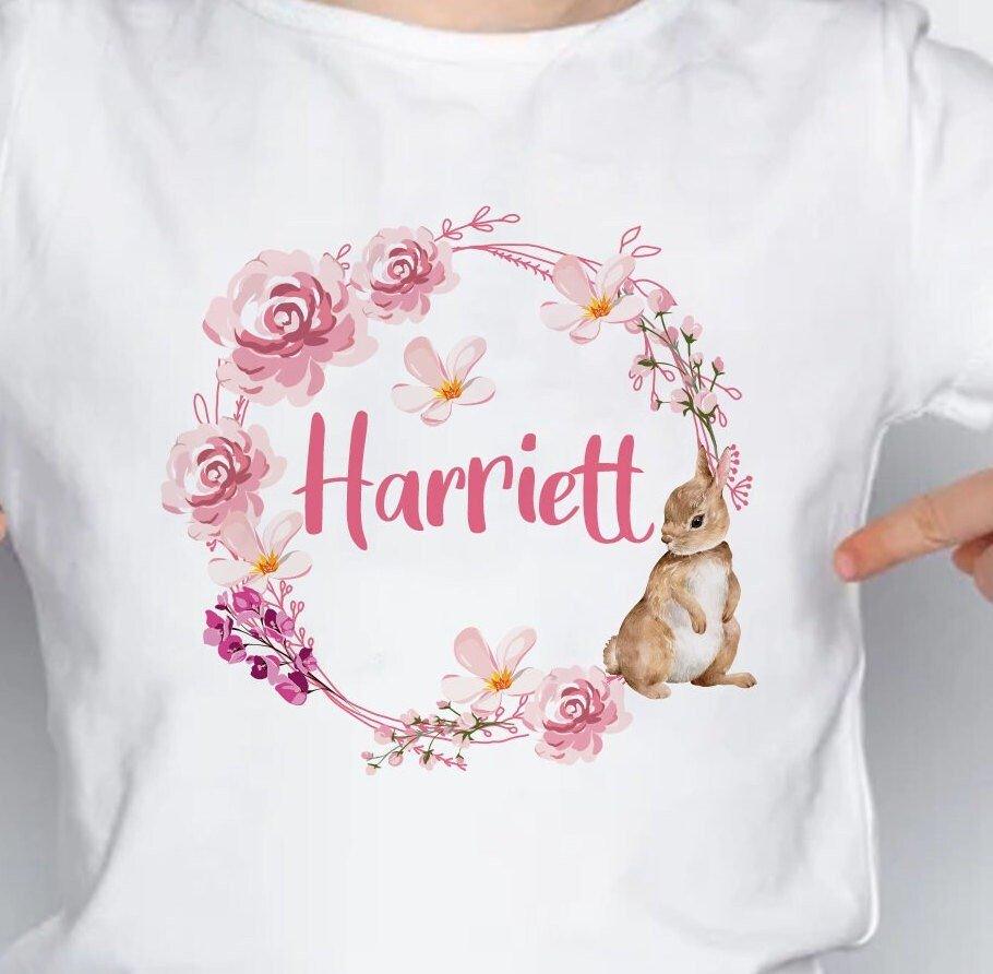 Personalised Easter T-shirt, Rabbit Easter Tops, Girls Easter Tops, Easter Clothing, Toddler Easter T-shirt, Baby Easter T-shirt - Amy Lucy