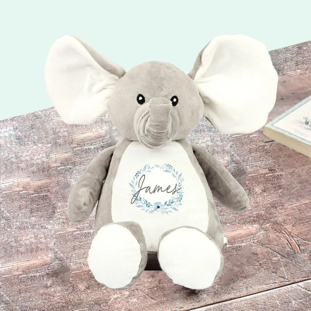 Personalised Elephant, New Baby Gift, Customised Plush Soft Toy, Your Name Teddy, Cuddly Toy, Girls and Boys Teddy Baby Shower Gift - Amy Lucy