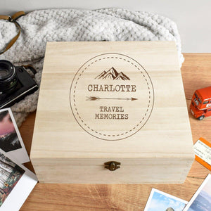 Personalised Engraved Travel Memories Box, Wooden Travel Keepsake Box, Adventure Gift Box, Holiday Memories Box, Travel Lover Gift, Wood Box - Amy Lucy