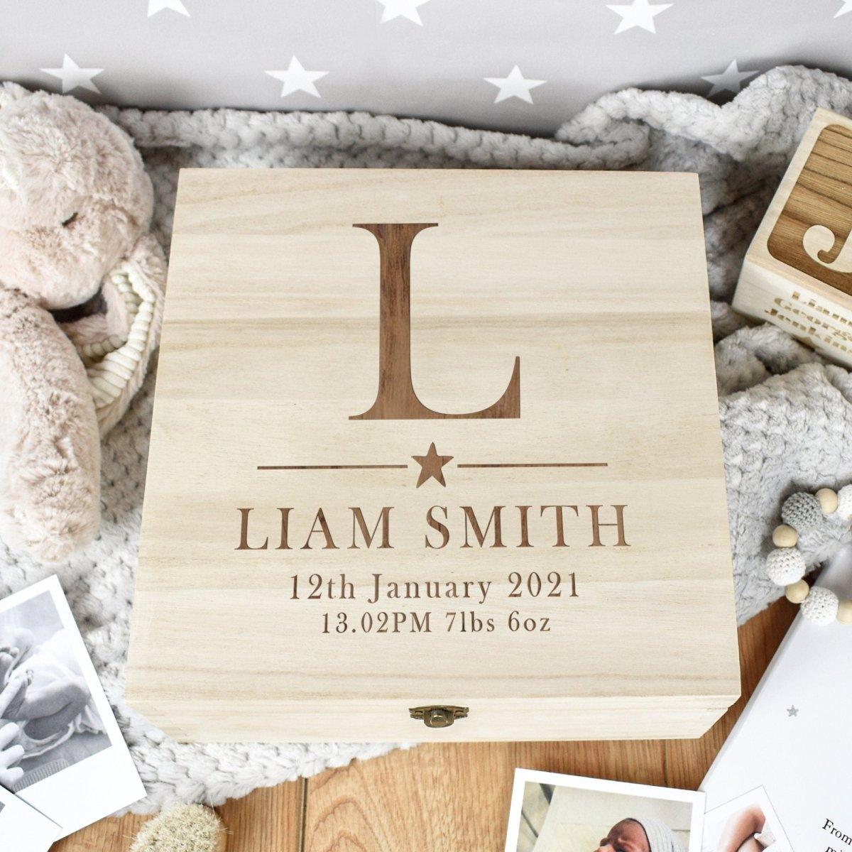 Personalised Engraved Wooden Baby Box, Baby Memory Box, Newborn Keepsake Box, New Baby Gift, Engraved Wood Box, Special Memories Baby Box - Amy Lucy