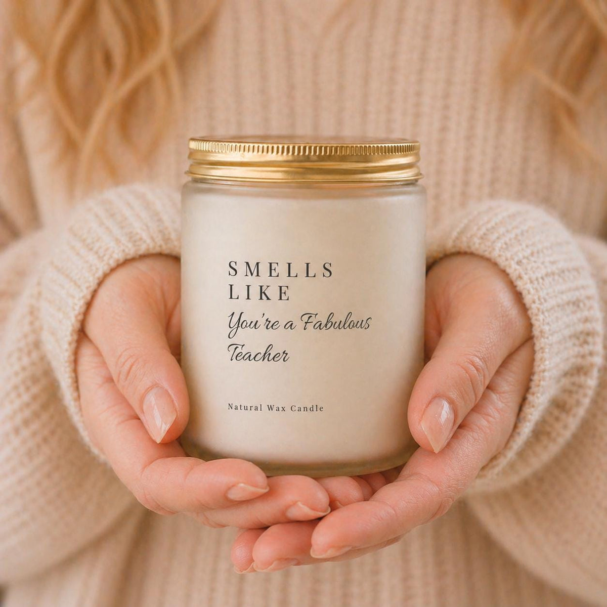 Personalised Fabulous Teacher Candle Gift shown from the front