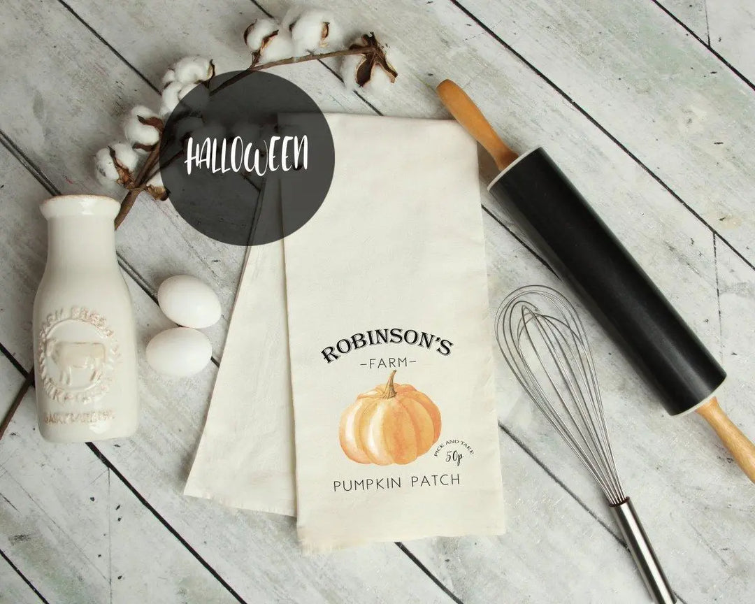 Personalised Fall Tea Towel, Autumn Pumpkin Tea Towel, Halloween Decor, Fall Tea Towel, Fall Decorations, Custom Made, Pumpkin Theme Decor - Amy Lucy