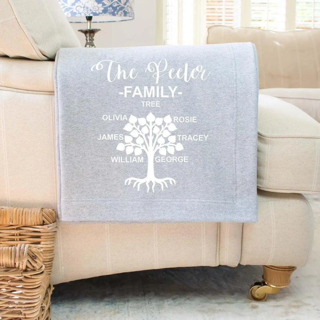 Personalised Family Tree Gift Christmas Blanket, Family Blanket Gift, Christmas Grandma Gift, Family Tree Christmas Gift, Grandchild Gift - Amy Lucy