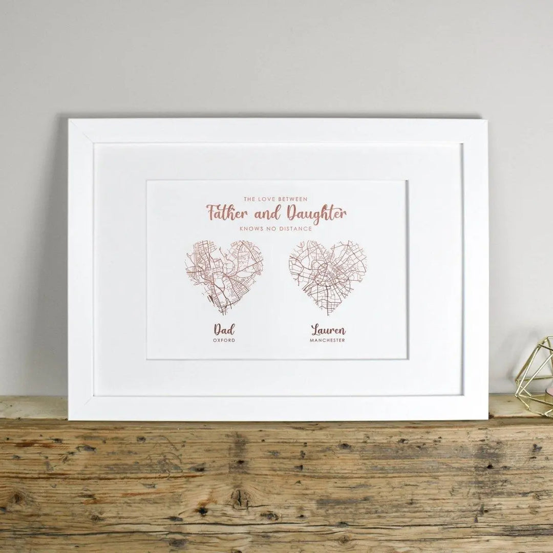 Personalised Father&#39;s Day Print, Distance Print, Father&#39;s Day Gift, Personalised Father and Daughter/Son Print, Dad Sentimental Gift, Office - Amy Lucy