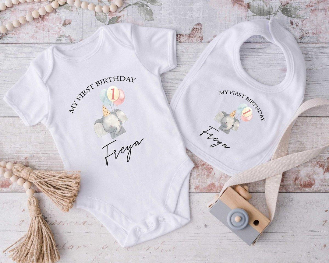 Personalised First Birthday Vest, First Birthday Baby Vest, Age One Bodysuit, Baby First Birthday Bib, - Amy Lucy