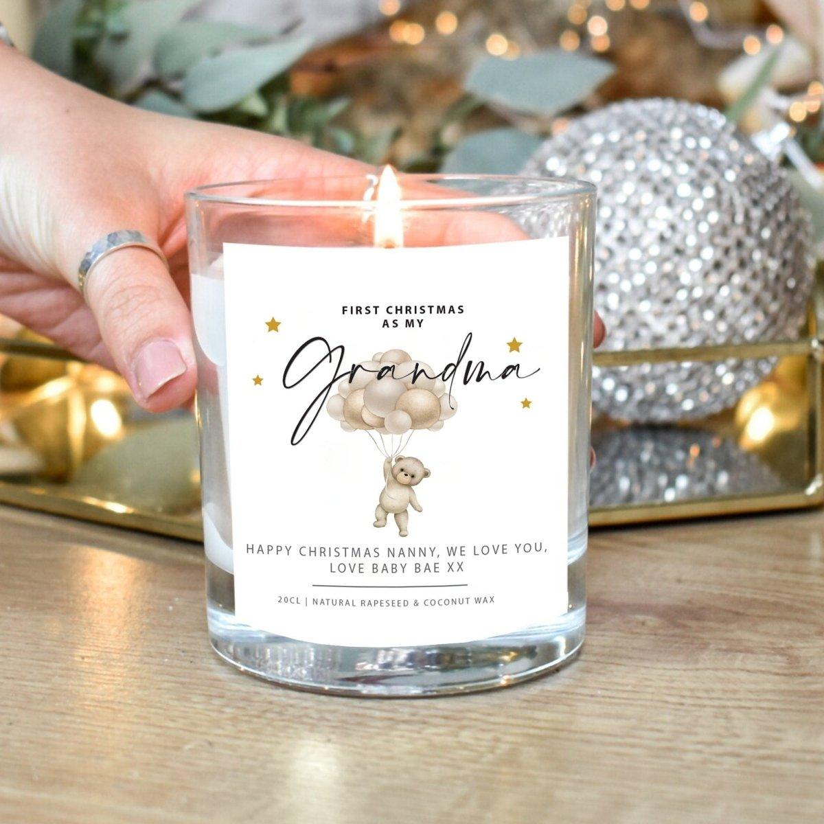 Personalised First Christmas as a Nanny Gift, Nanny Gift Candle, Personalised Christmas Grandma Candle, Granny Xmas Candle, First Christmas - Amy Lucy