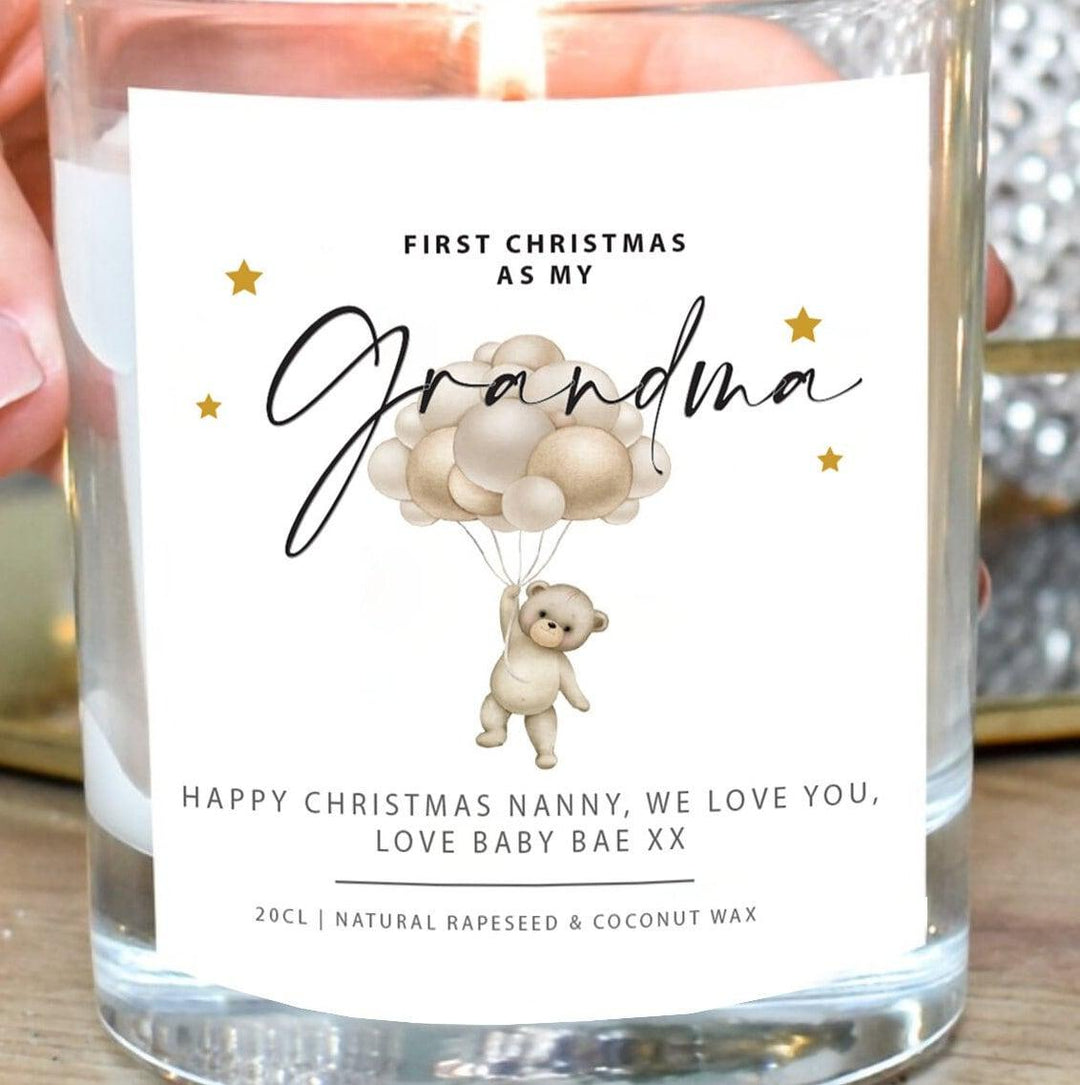 Personalised First Christmas as a Nanny Gift, Nanny Gift Candle, Personalised Christmas Grandma Candle, Granny Xmas Candle, First Christmas - Amy Lucy