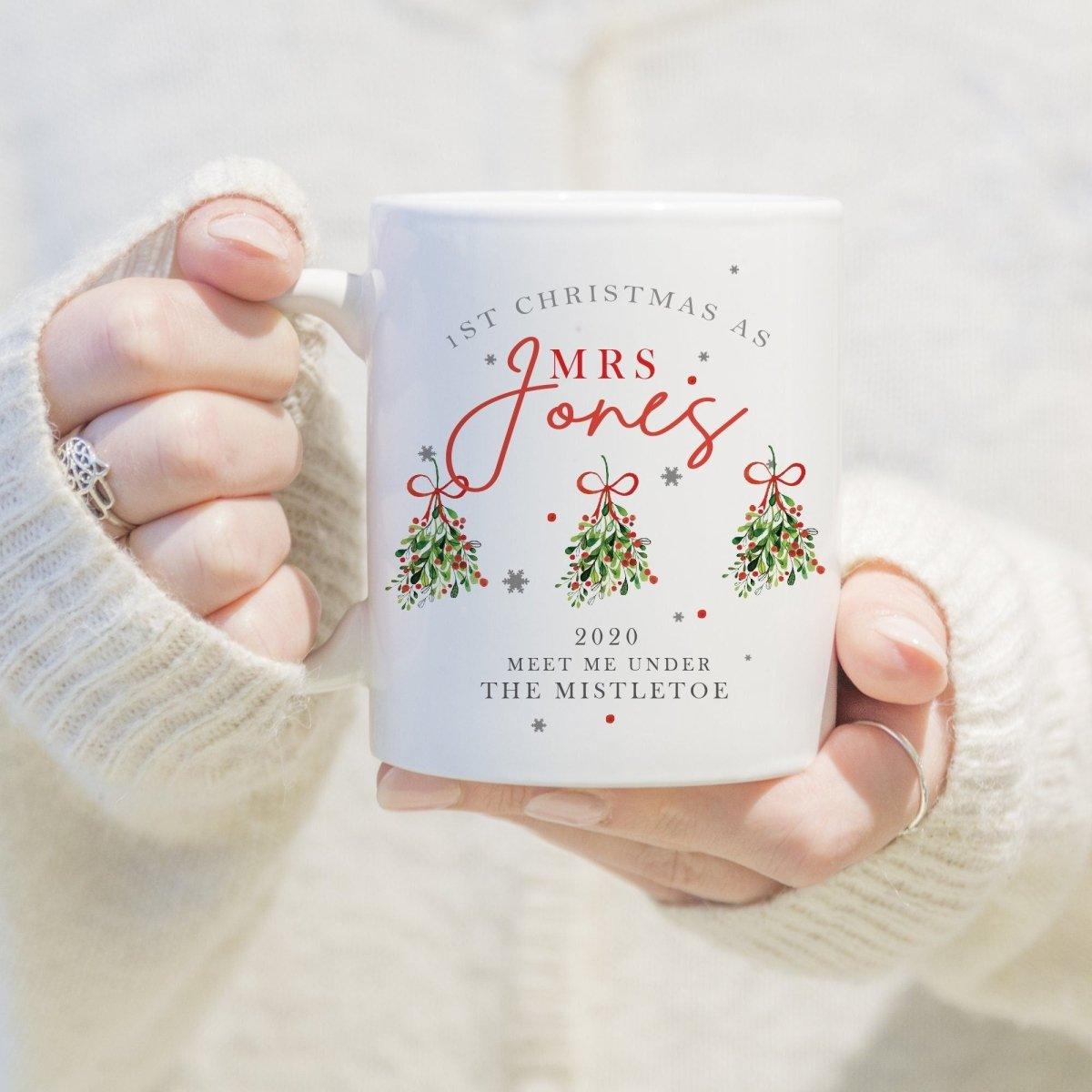 Personalised First Christmas as Mrs Mug, First Christmas Mrs Gift, Personalised Christmas Mrs Mug Gift, Christmas Name Mugs, Gifts for Her, - Amy Lucy